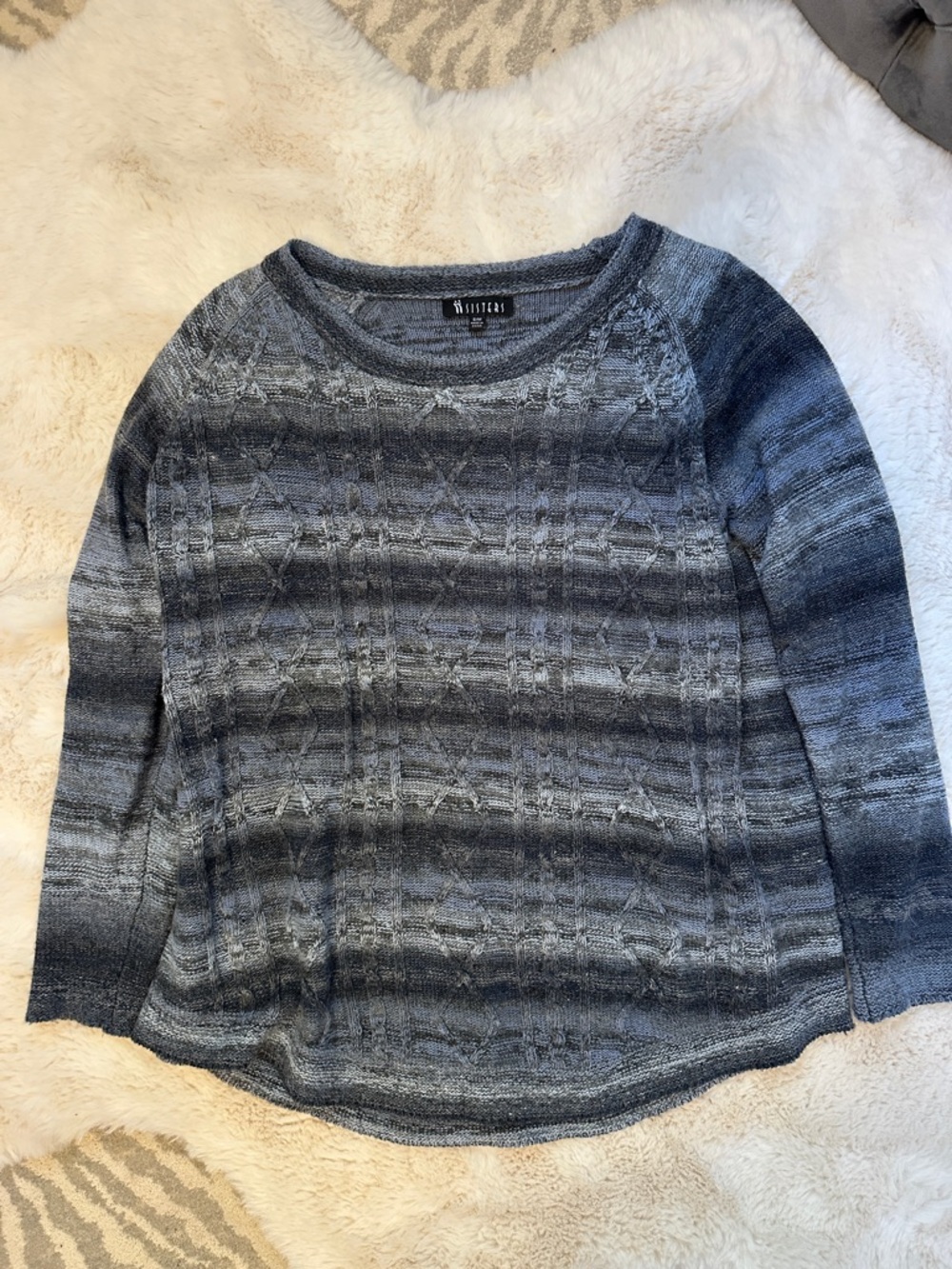 Two Sisters blue ombré sweater, size small/medium